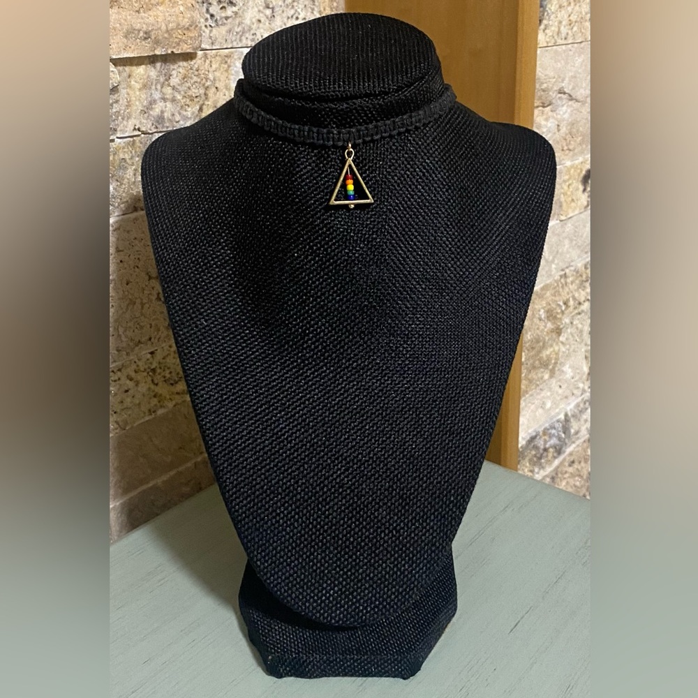 🌟2/$20 🌚🌈🔼Triangle Rainbow Black Hemp Choker